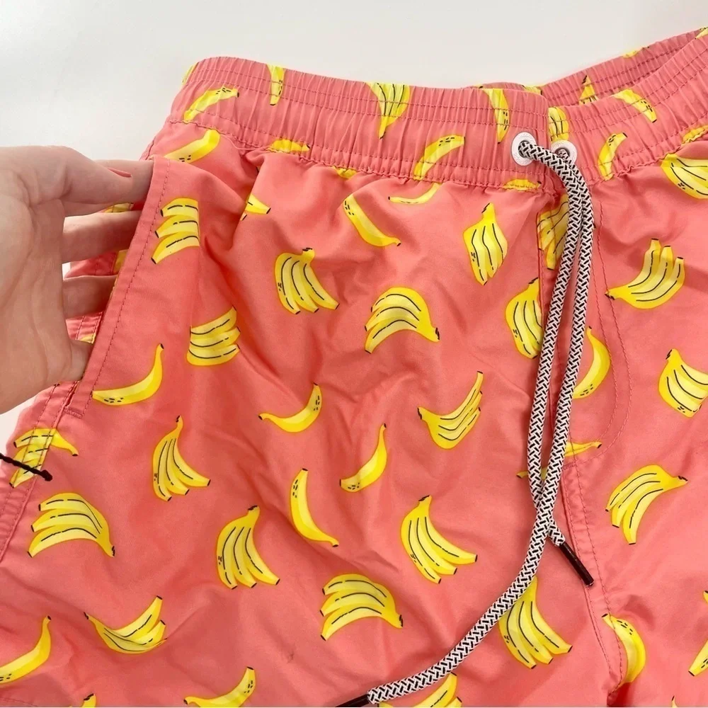 Maamgic 4.5 Inch Inseam Graphic Banana Fun SwimTrunks‎ Shorts Pink
